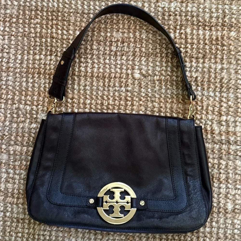 EUC Tory Burch, Leather Shoulder Bag, Chocolate Brown
